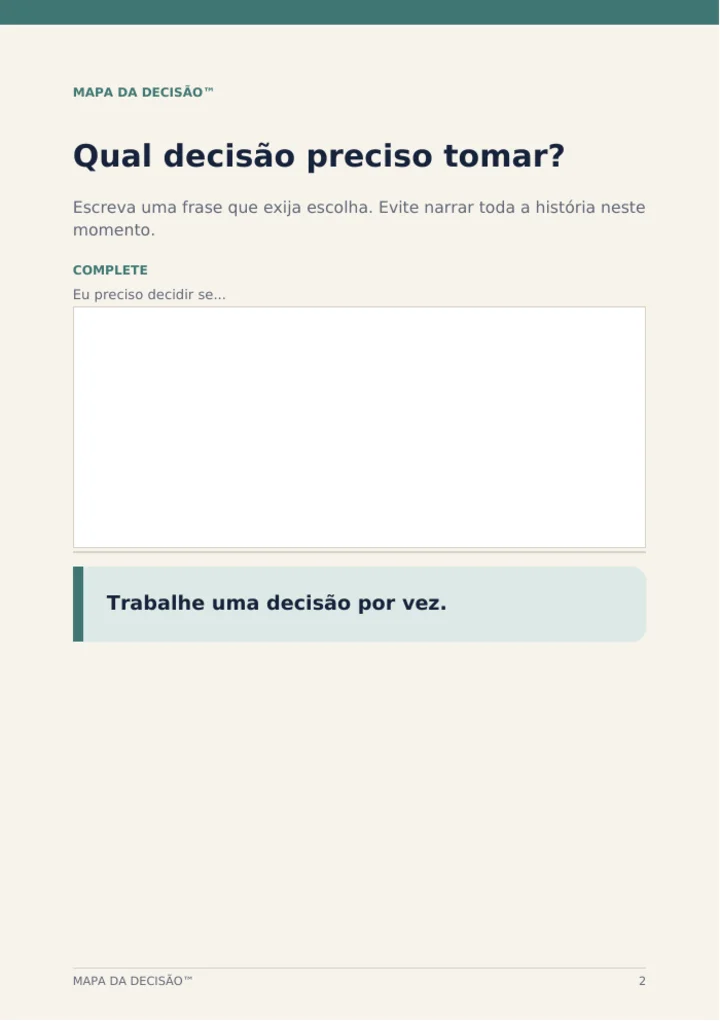 Página interna do Mapa da Decisão